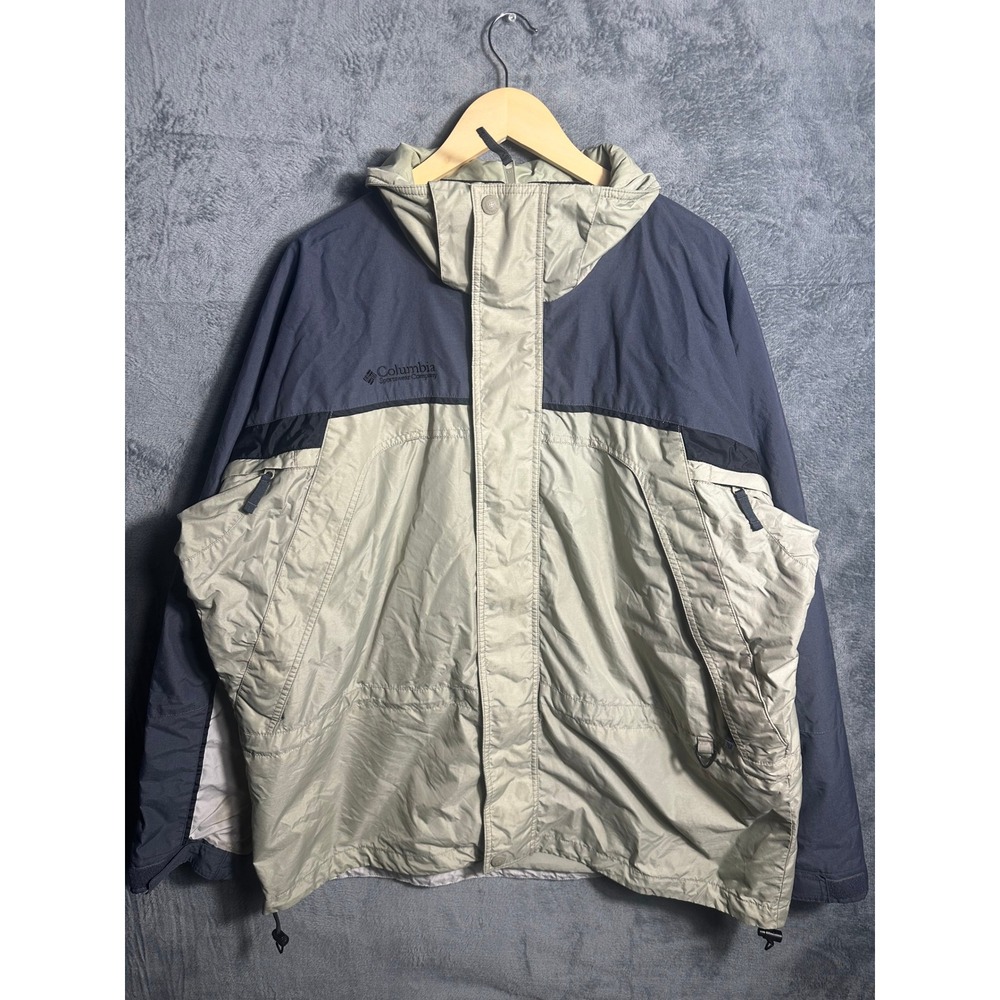 Columbia Sportswear Core Interchange Jacket Mens XL Sage Green Navy Windbreaker